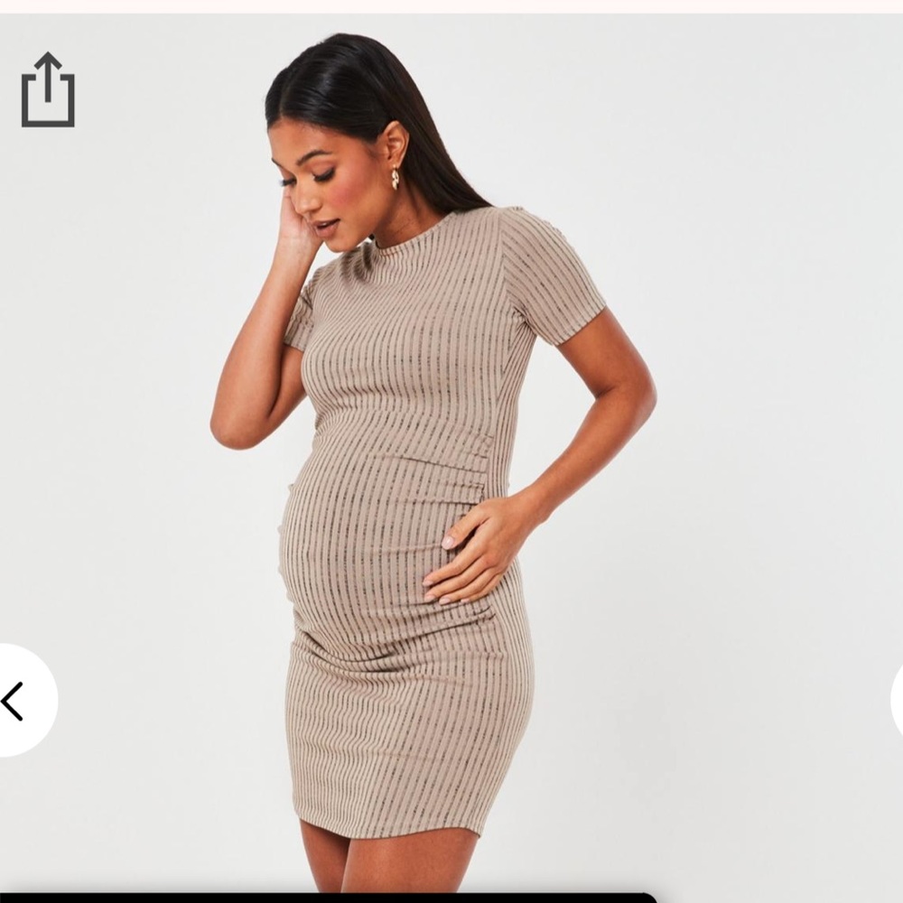 Missguided ribbed maternity short sleeve dress
